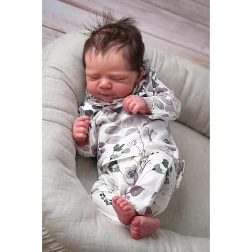 Zero pam - Zero pam Schlafend Reborn Baby Junge, 48 cm Reborn Baby Vollsilikon Lebensecht Junge Augen Geschlossen, Realistisch Newborn Babys Puppe Mit Haaren, Anatomisch Korrekt lebensechte Puppe ab 2 Jahre