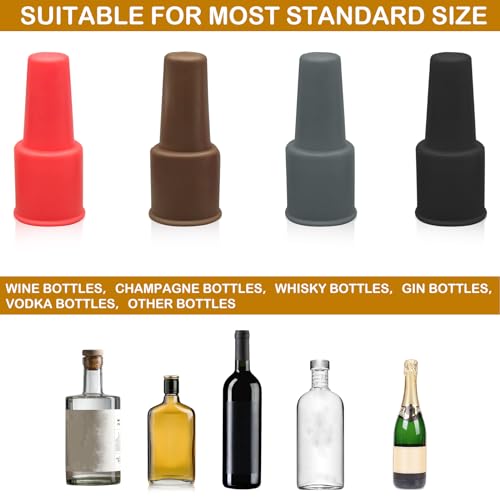 8Pcs Silicone Wine Stopper for Wine Bottles, Reusable Sparkling Wine Bottle Stopper, Silicone Wine Seal Stopper, Wine Bottle Cover Caps to Keep Wine Fresh, Beer Champagne Stopper Home Use(4 Colors)