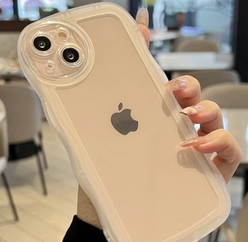 iPhone 12 mini ケース クリア アイフォン12 mini ソフトTPU波状のバンパー 透明 スマホケース かわいい うねうね いphone12 mini ウェーブ デザイン 可愛い 韓国 薄型 人気 おしゃれ 耐衝撃 黄ばみなし アイフォン12 mini ストラップホール付き(あいほん 12 mini-純透明)