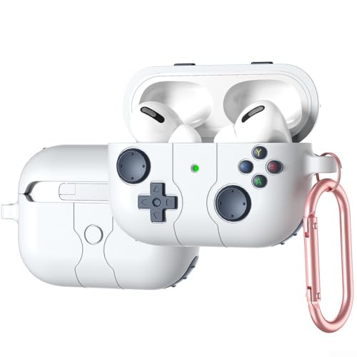 BlesConi Funda protectora de silicona para Airpods 4, a prueba de golpes y reducción de presión, diseño de consola de juegos, color negro