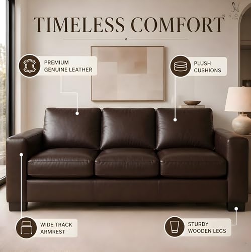 Naomi Home Freya Genuine Leather Oversized Sofa