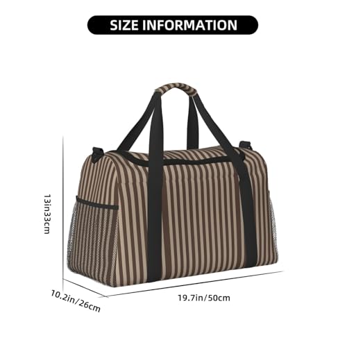 Bolsa de viaje grande con rayas marrones, diseño plegable e impermeable para deportes 4