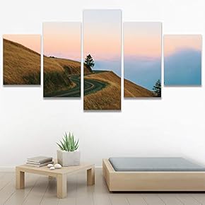 SIGNWIN 5 Panel Canvas Wall Art Cityscape Sunset...