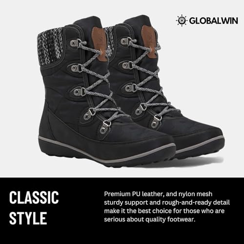 GLOBALWIN Women's Snow Boots Comfortable Black Boots For Women Waterproof Mid-Calf Winter Boots For Women With Fleece Lining And Non Slip Outdoor Sole Size 10M - image 2