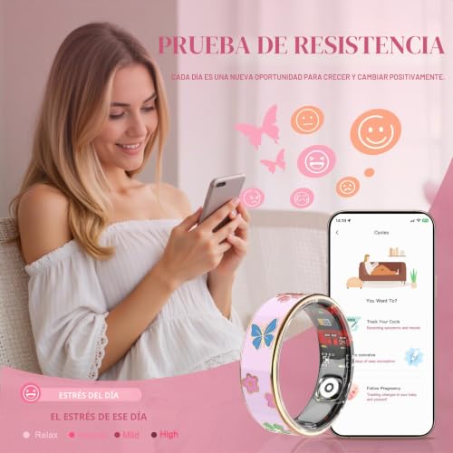 Smart Ring rosa inteligente talla 6 recargable con bluetooth 3