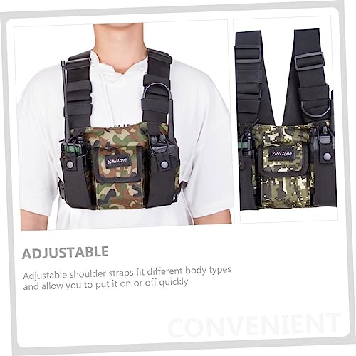 UKCOCO Colete De Couro Para Peito De Rádio Colete Ao Ar Livre Arnês De Rádio Coldre De Rádio Com Alç