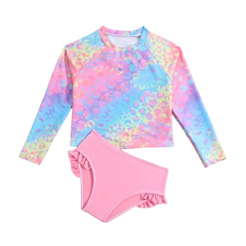 Toddler Swimsuit Girl 3 Piece Rash Guard Bathing Suit Cute Little Girls Long Sleeve Quick Dry Swimwear 1-6 Years