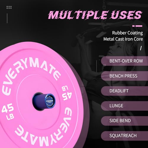 Image of EVERYMATE Change Weight Plates 1.25LB 2.5LB 5LB Set Fractional Olympic Bumper Plates for Cross Training Steel Insert Strength Training
