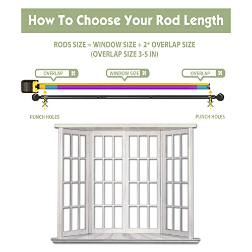 Yeyebest Curtain Rod 2 Pack - 28" To 48" For Windows Small Curtain Rod Set - Modern Simplicity Décor Style 5/8 Inch Metal Pole - Heavy Duty Drapery Rods With Brackets - Black #TOP6