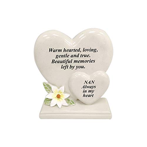 Personlig gravprydnad/minnesplakett med dubbla hjärtan | Graveside dekorationspresent i det kärleksfulla minnet av dina kärleksfulla avlidna (Nan)