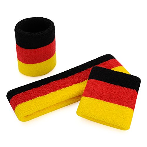 image for ONUPGO Sweatband Set Sports Headband Wrist Striped Sweatbands Terry Cl