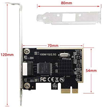 CERRXIAN PCI-E 2.5 Gigabit Ethernet Card PCI Express X1 Network Controller Card 100/1000/2500 Mbps RJ45 LAN Adapter Converter for Desktop PC
