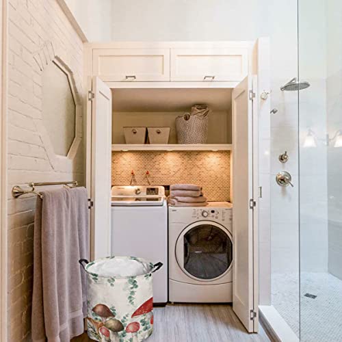 Large Laundry Basket 16.5X17In, Red Brown Mushroom Waterproof Dirty Clothes Bag Hamper With Handles, Eucalyptus Leaves Botanical Burlap Collapsible Sorter Basket For Bathroom Home #TOP2