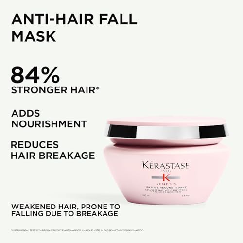 Image of Kerastase Genesis Reconstituant Hair Mask for Hair Fall Control 200ml | Anti-Hair Fall Hair Mask | Infused with Ginger Root, Edelweiss Native Cells & Arginine