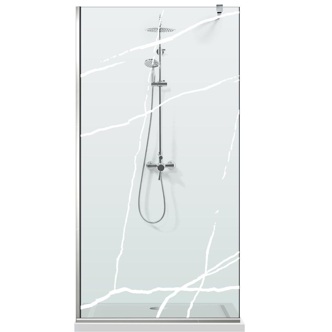 Aqua Class INOX, modello marmo, dimensioni 70 cm da 50/60/70/80/90/100/110/120, cabina doccia, vetro trasparente da 6 mm, con motivo sabbiato nano rivestito (70 x 195 cm)