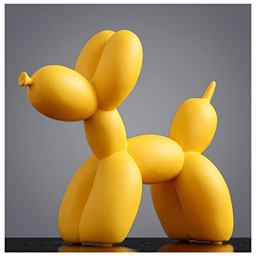 QMMD Perro con Globo De Resina, Decoración para el hogar Globo Perro Figuras, Escultura De Perro, para Interior Moderno Resina Animal Figurilla Escultura Hogar,Amarillo Cover