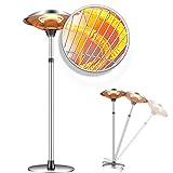 Raoccuy Infrared Patio Heater Electric Outdoor - Electric Outdoor Patio Heater 1500W 3 Power Modes Indoor/Outdoor Heater Quiet Water-Resistant Tip-Over Shut Off Home Freestanding Space Heater