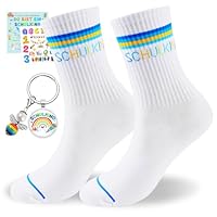 Sternhell Schulkind Socken Jungen Baumwolle 25-36, 2025 Schulkind Geschenk Einschulung Jungen Socken Einschulung Geschenke Schulanfang Geschenk mit Schutzengel Schlüsselanhänger