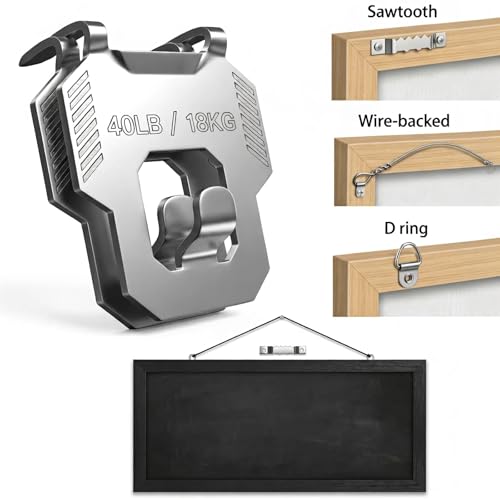 Image of 91Pcs 40LB Drywall Picture Hanging Hooks Heavy Duty No Damage | Picture Hangers Claw Hardware Kit Tool Nail Free Wall Hanger Hooks for Room Office Mirror Photo Poster Frame Decor