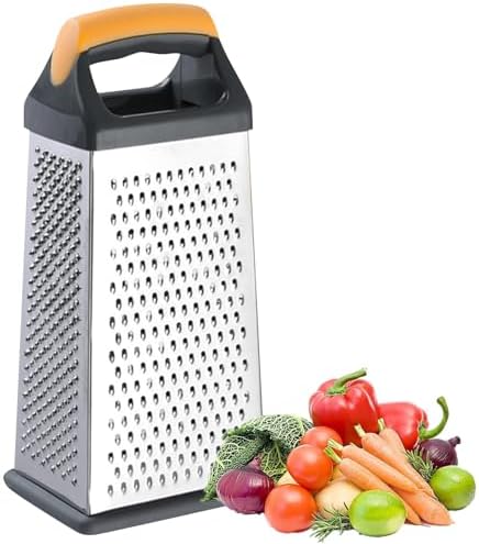 Cheese Grater, 4-Sided Box Grater with Handle, Stainless Steel Gr...
