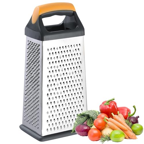 Cheese Grater, 4-Sided Box Grater with Handle, Stainless Steel Graters, Vegetable Slicer, Kitchen Food Shredder for Grate Cheeses, Shred Veggies Kitchen Gadgets Tools(9.25inch)