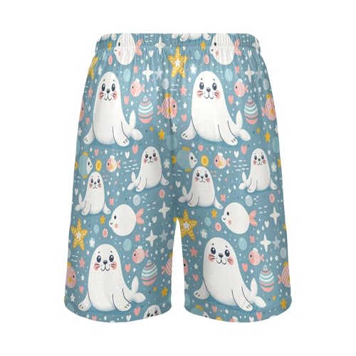 senya Cute Seal Mens Pajama Shorts Soft Pants Lounge Sleepwear Bottoms with Drawstring & Pockets2