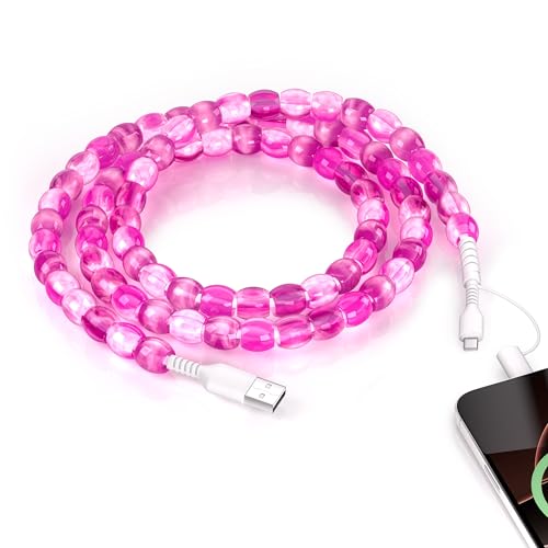 SAMONPOW USB C Cable for iPhone Charger Cord 66W 2 in 1 Multi Charging Cable 3.3FT Cute Jade Beaded USB Type C ISO Charging Cord for Women Girls Phone Charger for iPhone 17 1615 14 13 Pro Max Galaxy S25 24 iPad
