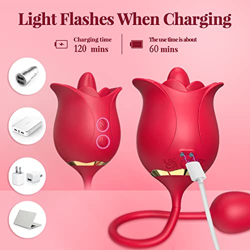 Thrusting Dildo Rose Sex Toys, Rose Sex Stimulator For Women With 9 Tongue Licking & 9 Thrusting G Spot Vibrators, Adult Sex Toys Clitoral Nipple Licker For Woman Man Couples Pleasure #TOP5