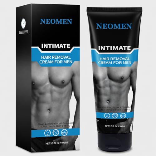Neomen Hair Removal Cream for Men: Intimate Depilatory Cream for Private Area, Body Hair Removal Cream for Sensitive Skin with Aloe & Vitamin E, 3.5 Oz