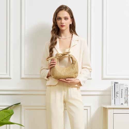 Image of BRYCTSISEN Women Straw Beach Clutch Purse Handbag Summer Elegant Vacation Style Shoulder Bag Crossbody Bag