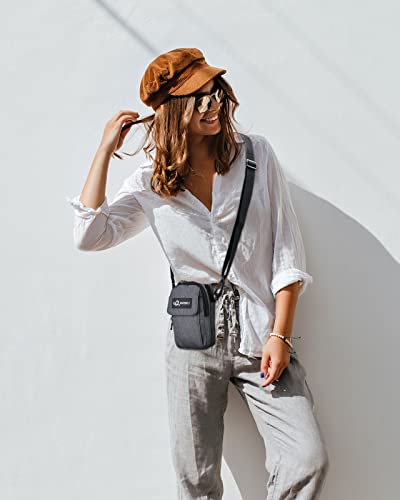 WATERFLY Bauchtasche Gürteltasche Hüfttaschen Handytasche: Kompakt Klein Multifunktional Gürtel Tasche mit Karabiner für Damen Herren EDC Camping Wandern Klettern Reisen Jagd Angeln Dunkelgrau