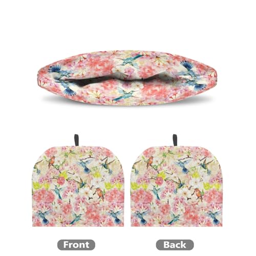 Image of Flower & Bird Print Handmade Tea Cozy Kitchen Home Decorations Teas Cosy Creative Gifts Tea Cozies for Teapot Keep Warm Double Tnsulated Kettle Cover for Office