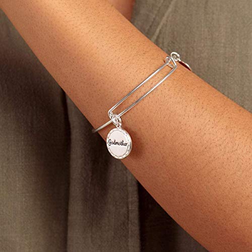Alex And Ani Because I Love You Godmother Expandable Wire Bangle Bracelet For Women, My Guardian Angel Charm, Shiny Antique Silver Finish, 2 To 3.5 In #TOP3