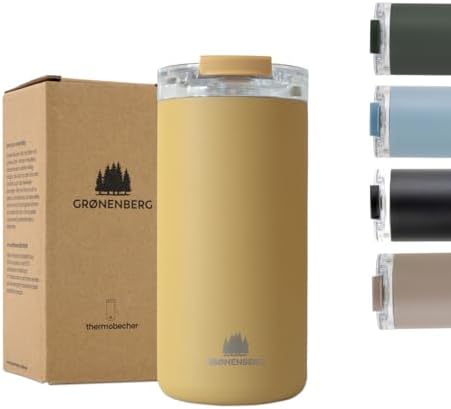 Groenenberg Thermal Mug 350 or 470 ml, Coffee Mug to Go, 100% Leak-Proof, Keeps Warm for at least 4 Hours, Coffee to Go Mug Made of Recycled Stainless Steel (Mustard, 473 ml) image 2