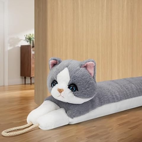 MAGZO Under Door Draft Stopper 36 Inch, Weighted Animal Noise Blocker for Door, Cat Draft Guard with Hook Loops Cover