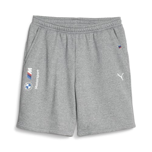 PUMA Men's Standard BMW MMS ESS Shorts Fleece, Medium Gray Heather, X-Large
