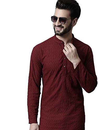 Image of Jompers Men's Regular Fit Cotton Embroidered Kurta Set