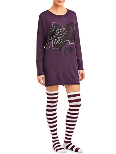 Nightmare Before Christmas Love More Jack & Sally Purple Sleepshirt w/Socks - Small