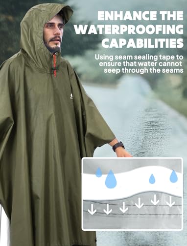 ANYOO Hooded Rain Poncho for Adults Waterproof Lightweight Rain Coat for Men Women Reusable Rain Jacket for Emergency Outdoor