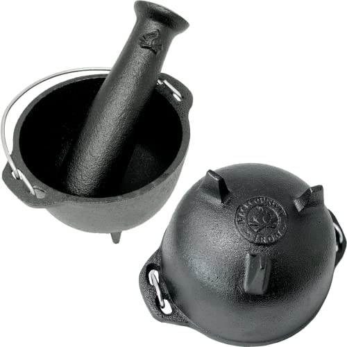 Backcountry Iron 4.75 Inch Cast Iron Mortar And Pestle Set 2 Cup Spice Grinder #TOP2