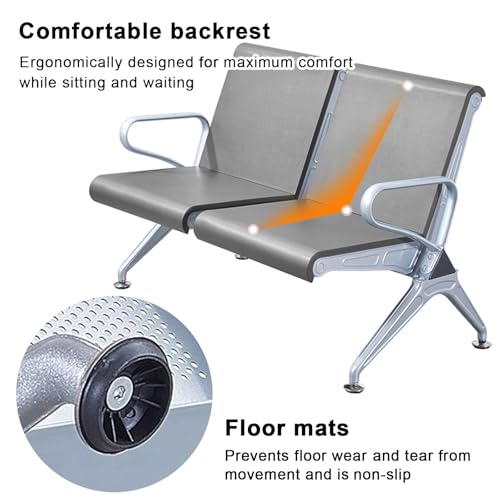 Silla de recepción de 2 plazas de cuero PU naranja con brazos para oficina 5