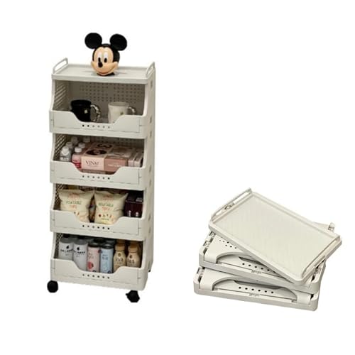SwiftLink ワゴン キャスター付き キッチンワゴン 折りたたみ サイドワゴン 5段 隙間収納 省スペース 組み立て簡単 頑丈安定 大容量 ホワイト オシャレ お菓子、調味料、本、雑貨、化粧品 収納ラック 42*29*100cm