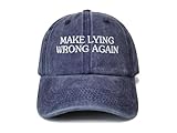 Shenbors Embroidered Make Lying Wrong Again Hats for Women Men, Navy Blue Adjustable Baseball Cap Snap Back Cotton Embroidery Dad Hat