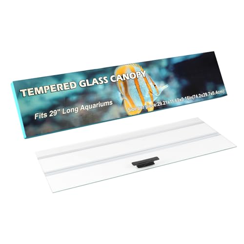 CUCZUUS 29.21 x 11.69 x 0.16in Clear Tempered Glass Canopy,Aquarium Fish Tank Hoods FITS for Most 20Long/29 Gallon Fish Tanks (Aqueon, Marine Land & Perfecto)