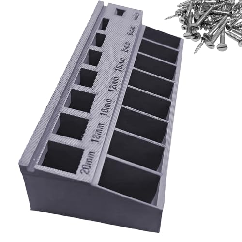Bolt Organiser, Tool Compartment Organiser Tray, Precise, Robust Construction, Sorting Tray for Screw Length, Screw Sorter for Workshop, Workshop Cabinet, Tool Box, 17.6 x 7.3 x 3.2 cm