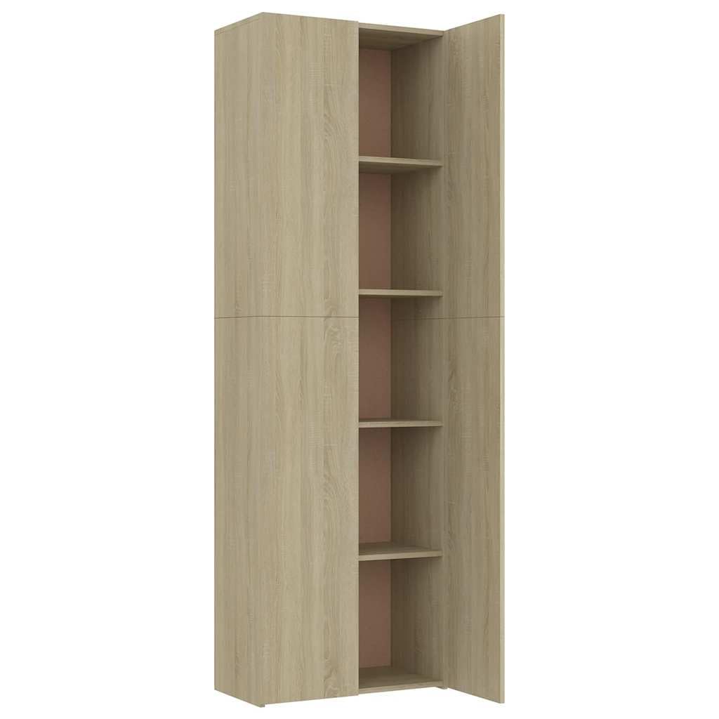 Armadio da ufficio Sonoma rovere 60 x 32 x 190 cm, in legno con 5 ripiani e due ante per elegante organizzazione di uffici e archiviazione stabile di documenti