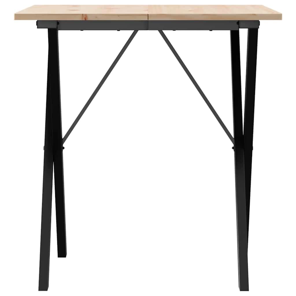 Mesa de comedor con estructura en X, 70 x 70 x 75 cm, madera maciza de pino y acero, mesa cuadrada estable con tablero robusto para alimentos y bebidas