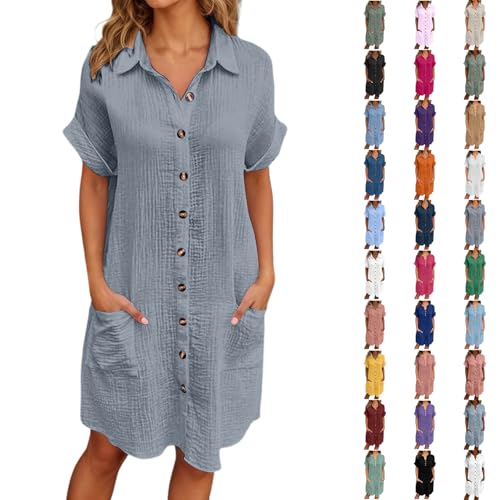 Robe casual d'été respirante à manches courtes et boutons discrets