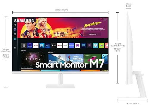 Image of Samsung 32-inch(80cm) M7 4K UHD Smart Monitor, Type-C, Smart TV apps, TV Plus, Office 365, Apple Airplay, Dex, Bluetooth, IOT, Speakers, Remote (LS32BM700UWXXL, Black)