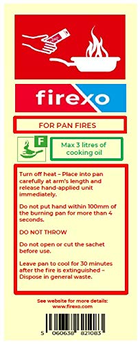 Firexo Pan Fire Extinguisher Sachet Sign, Photo-Luminescent for use with Firexo Sachet sold seperately
